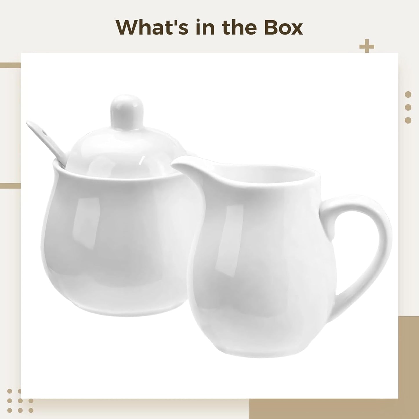 White Porcelain Sugar and Creamer Set, Elegant Ceramic Coffee Serving Set with Sugar Bowl and Cream Pitcher, Milk Creamer and Sugar Container Set Coffee Tea Service for Home Restaurant