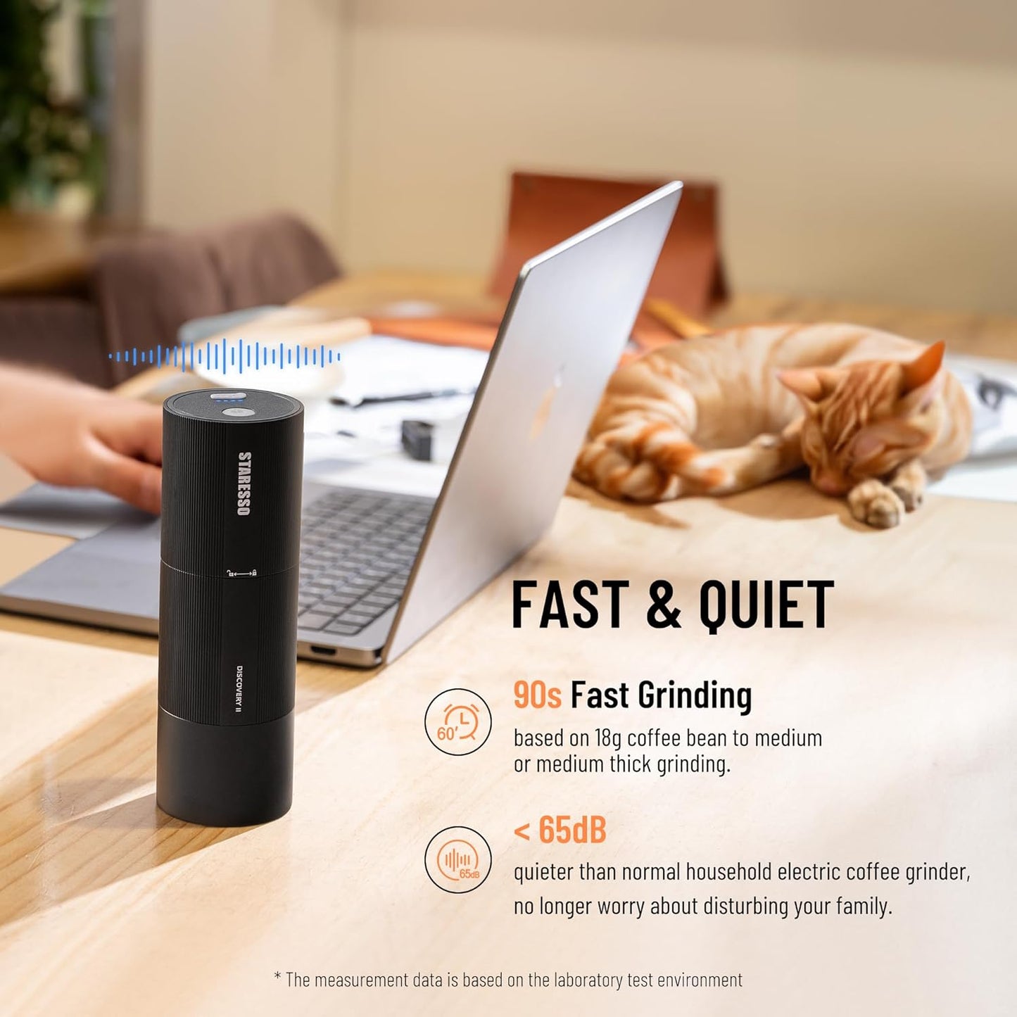 STARESSO Discovery Ⅱ PLUS Portable Electric Coffee Grinder - Low Noise, USB Rechargeable, Adjustable Grind Settings, Easy Cleaning for Espresso, French Press, Pour-Over, Cold Brew