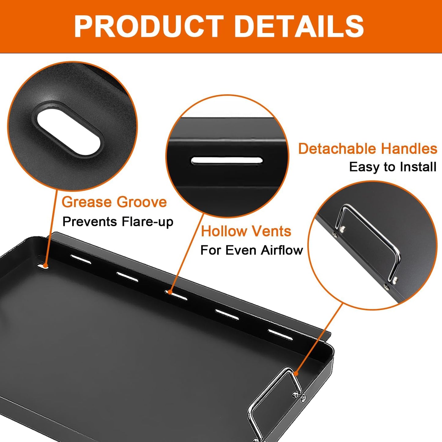Full-Size Griddle Inserts for Nexgrill 5 Burner 720-0888 720-0888N 720-0882A 720-0882S Grill, Flat Top Griddle with Silicone Handles for Nexgrill Home Depot 4 Burner 720-0830H 720-0830X Grills