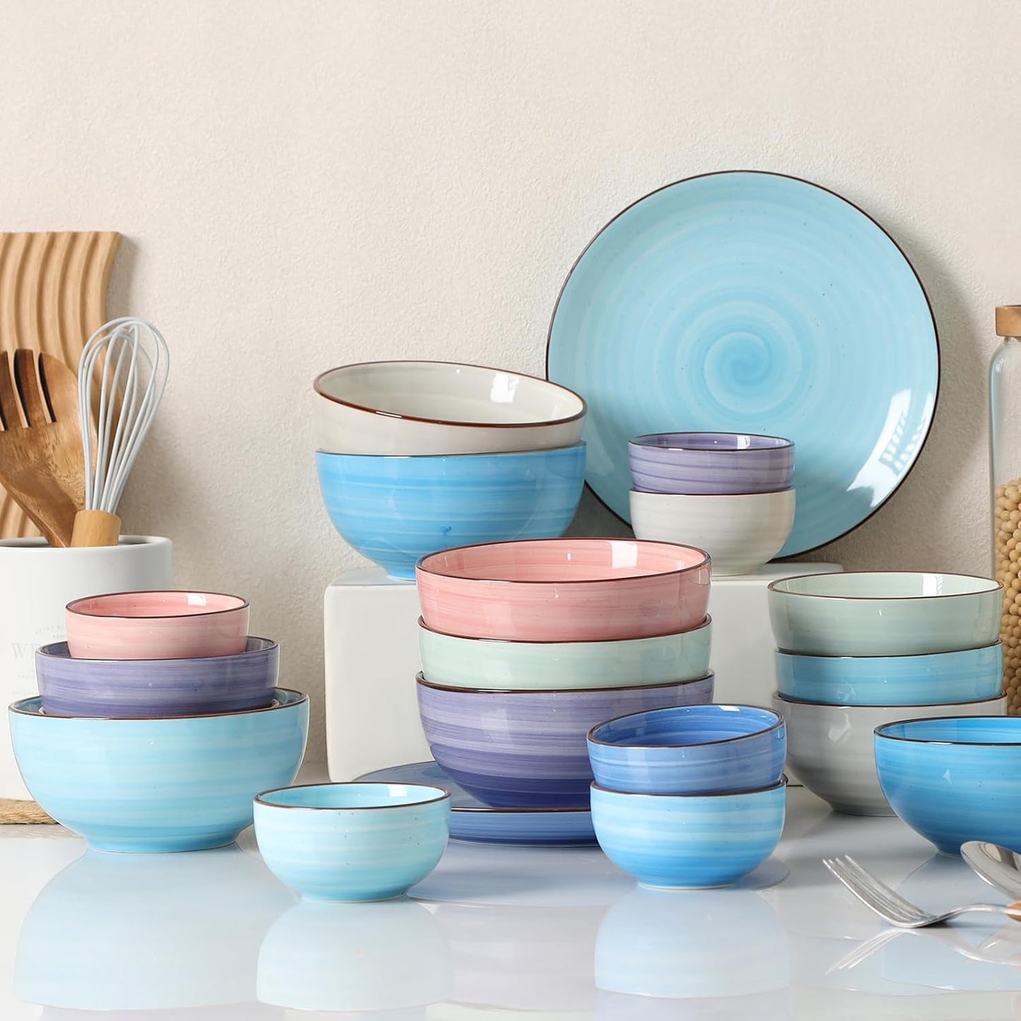 Selamica Ceramic Mini Bowls, 4 OZ Dipping Bowls, 3.5 Inch Gradient Color Set of 6, Microwave & Dishwasher Safe