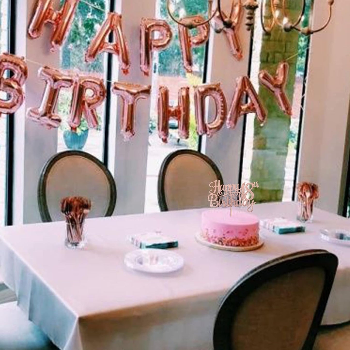 1 PCS Happy 18th Birthday Cake Topper Glitter Cheers to 18 Years Birthday Cake Pick 18 Fabulous Cake Decoration for Happy 18th Birthday Theme Party Decorations Supplies Rose Gold