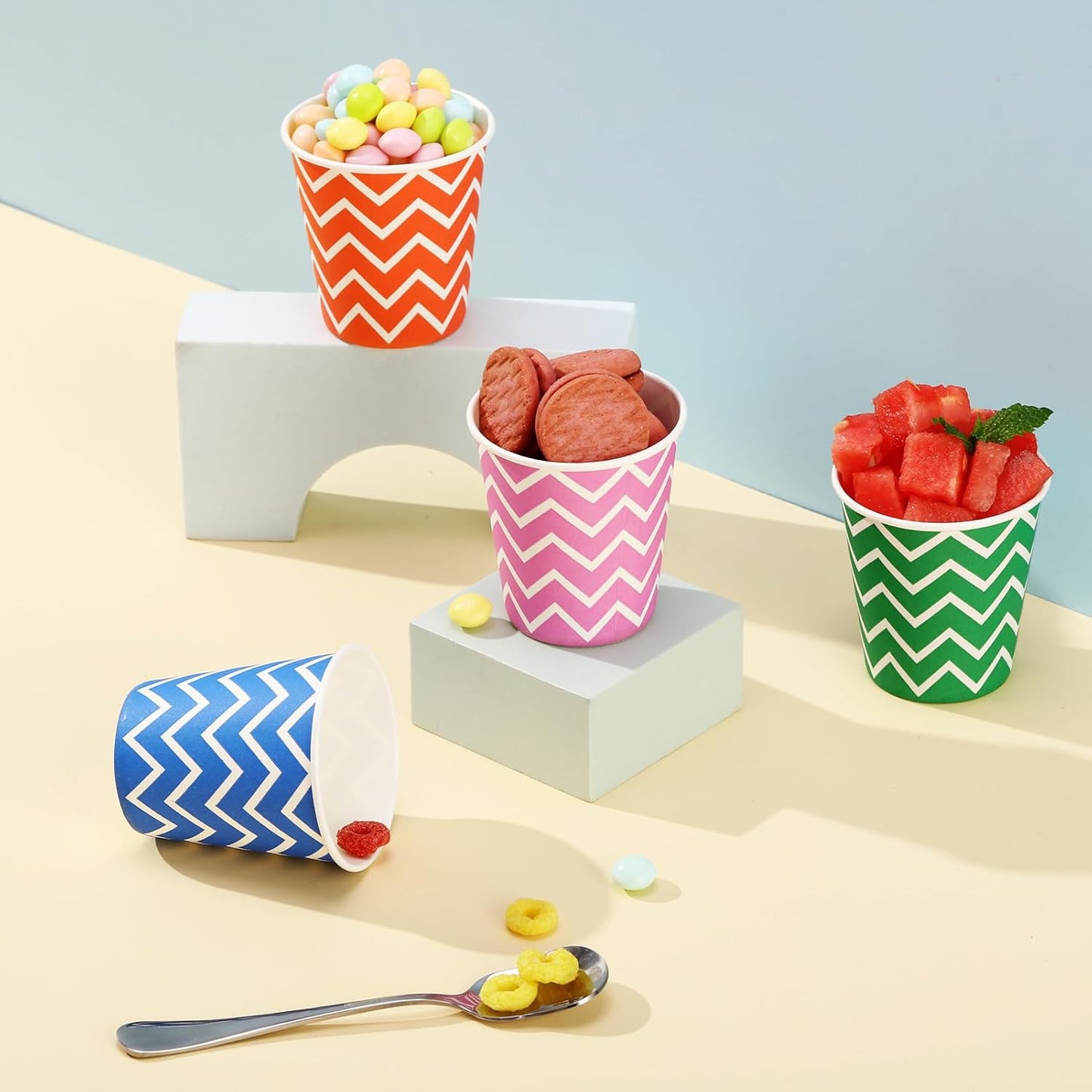 1000 Pack 5oz Paper Cups, Multicolor Paper Disposable Cups, Small Mouthwash Cups, Cold Beverage Drinking Cup for Party, Travel and Event (Strip)