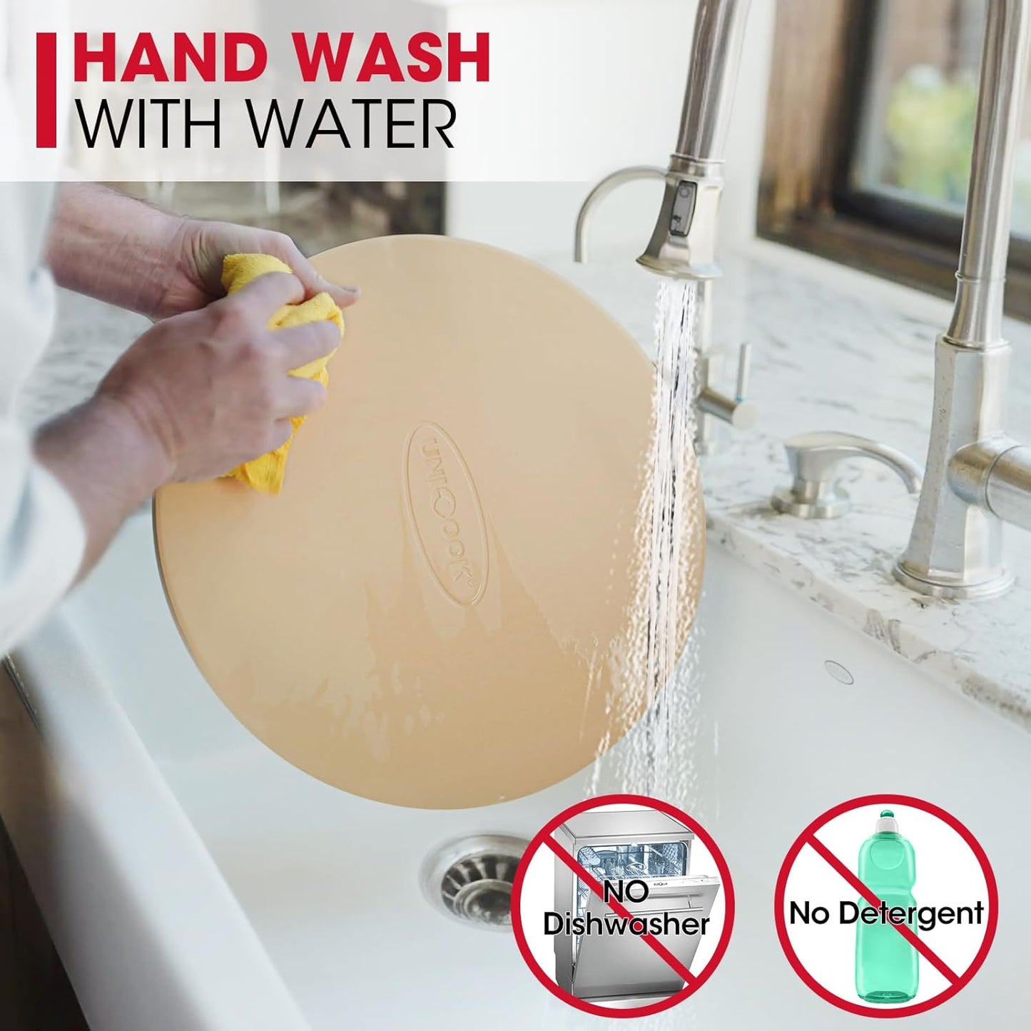 Unicook 15 Inch Round Pizza Stone for Oven and Grill, Oven Baking Stone for Bread, Cordierite Pizza Pan for Baking Crispy Bread, Pie and Cookies, Includes Carry Rack and Dough Scraper