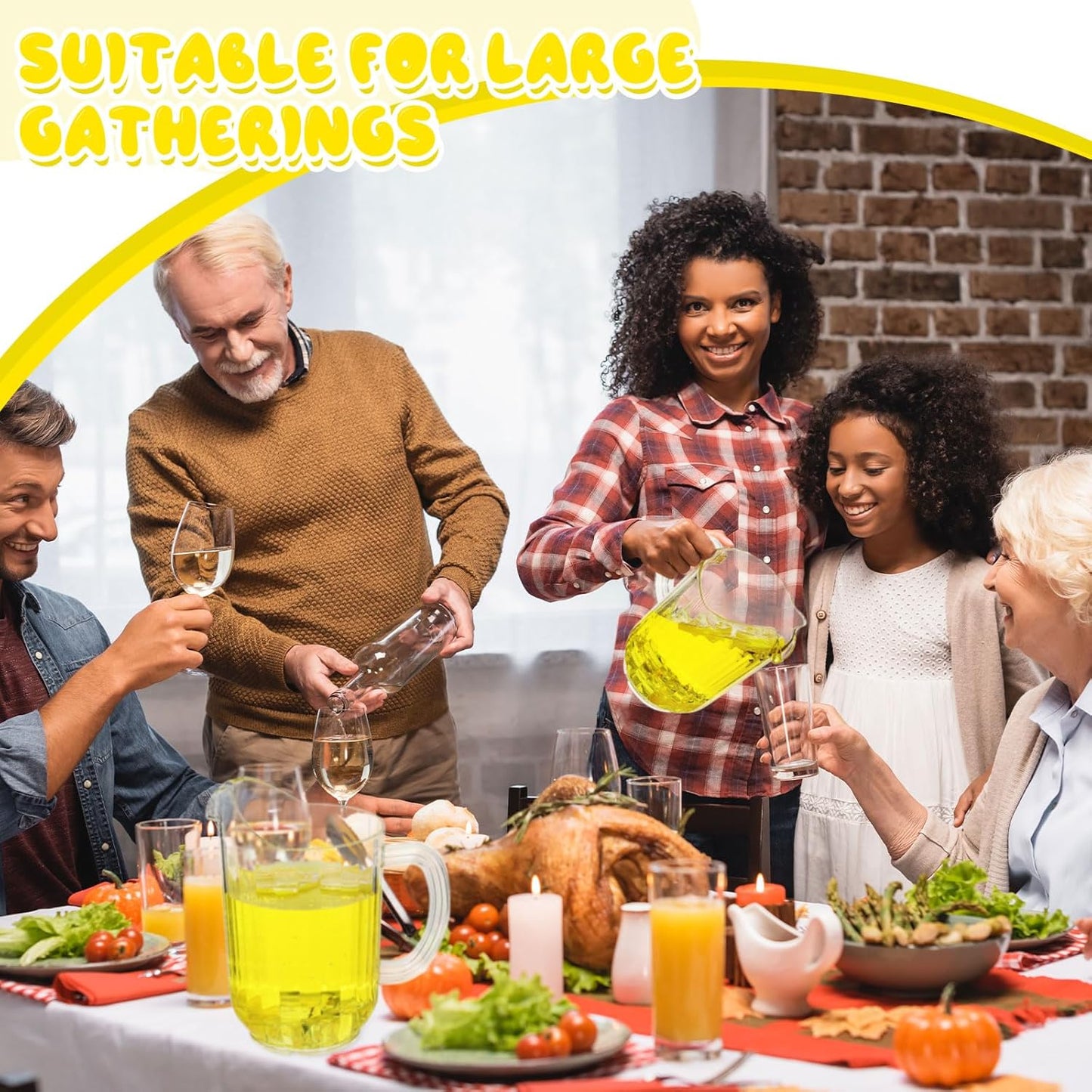 Tessco for you Plastic Pitchers 60 Ounce Clear Restaurant Jug Large Water Pitcher Carafe Serve Milk Tea Juice Drink for Parties Container Dispenser Beer Jar(1 Pcs)