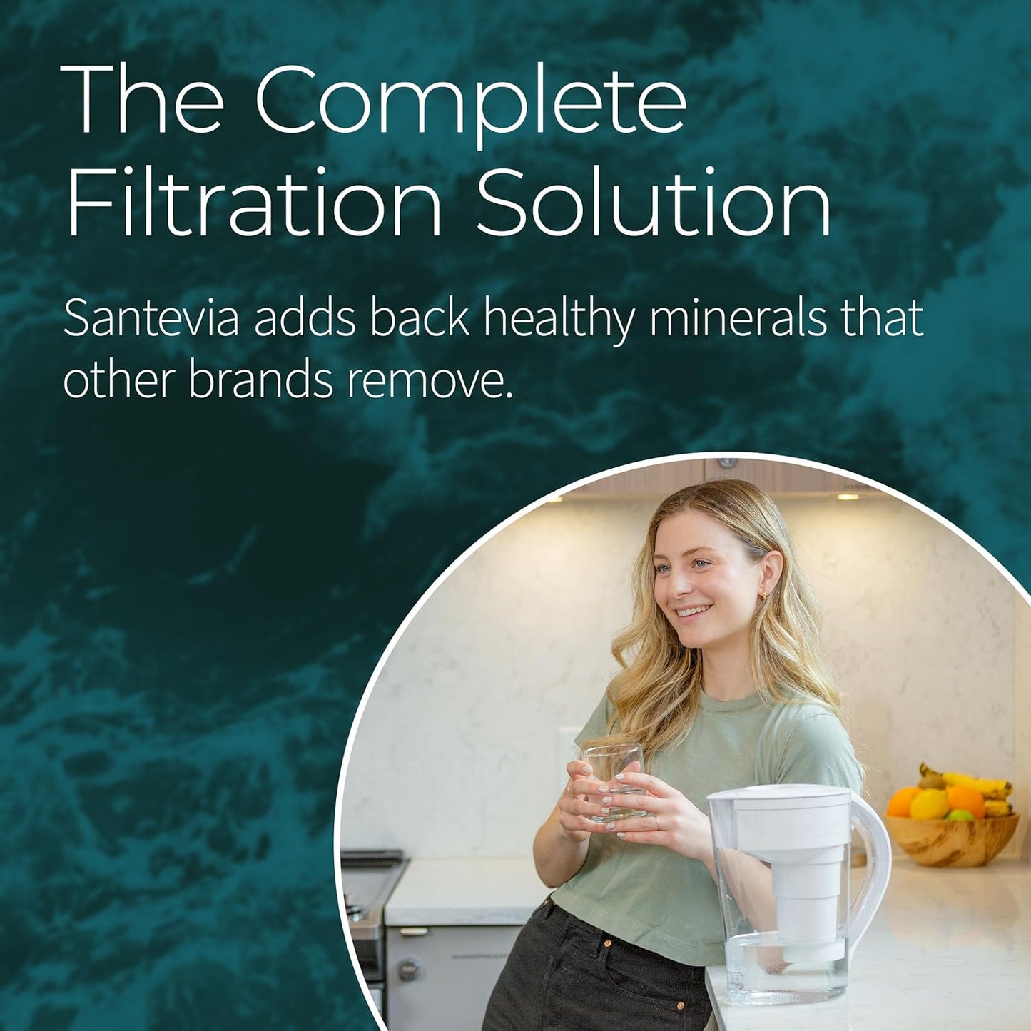 Santevia MINA Alkaline Pitcher | 9-Cup at Water Filter System That Adds Minerals and Makes Alkaline Water | Fluoride, Chlorine and Lead Water Filter | American Filtration Media