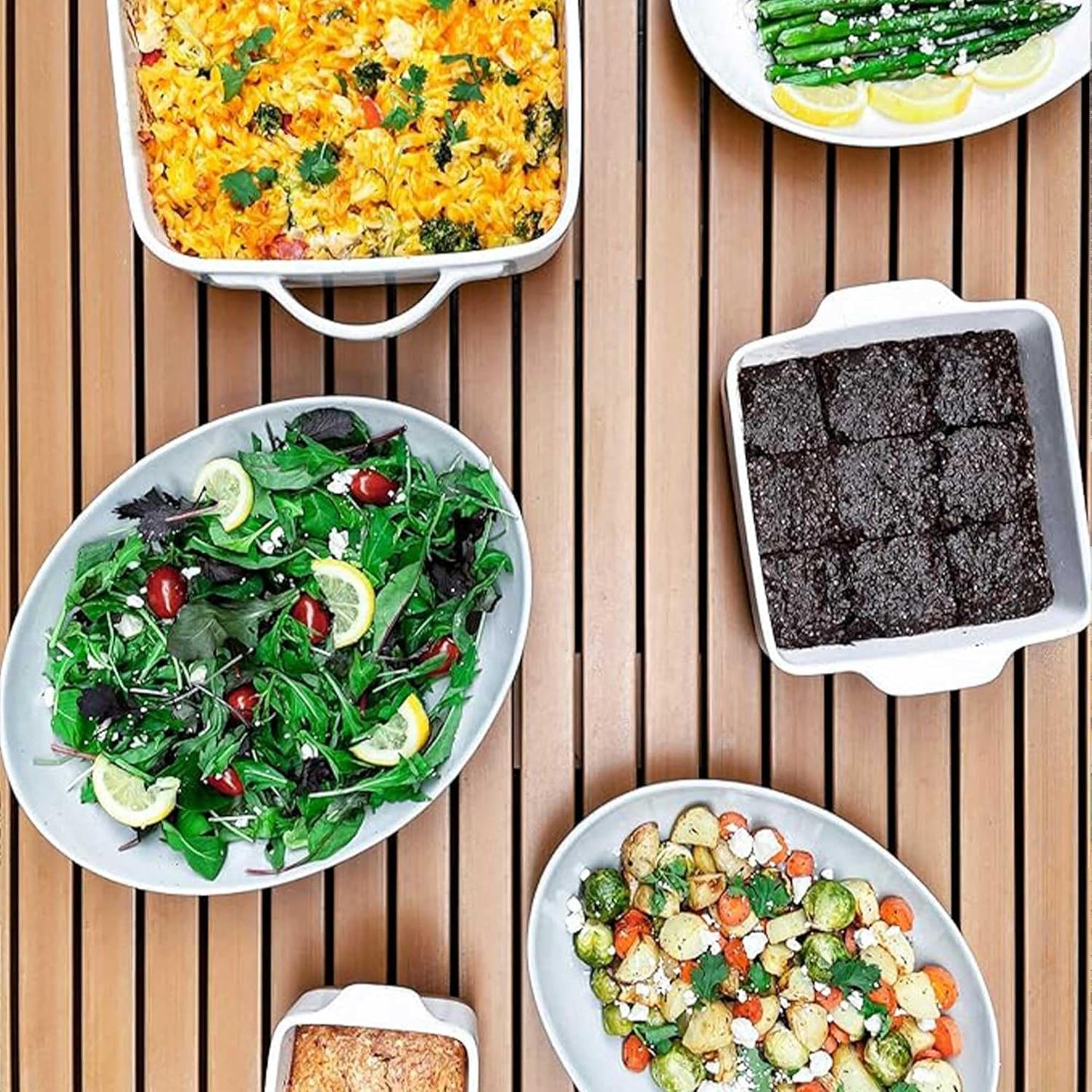 Mora Ceramic Large Serving Bowls- Set of 2 Oval Platters for Entertaining. Modern Kitchen Dishes for Dinner, Fruit, Salad, Turkey, etc. Oven, Dishwasher Safe, 55/35 oz, 13.5" / 11.8" - Earl Grey