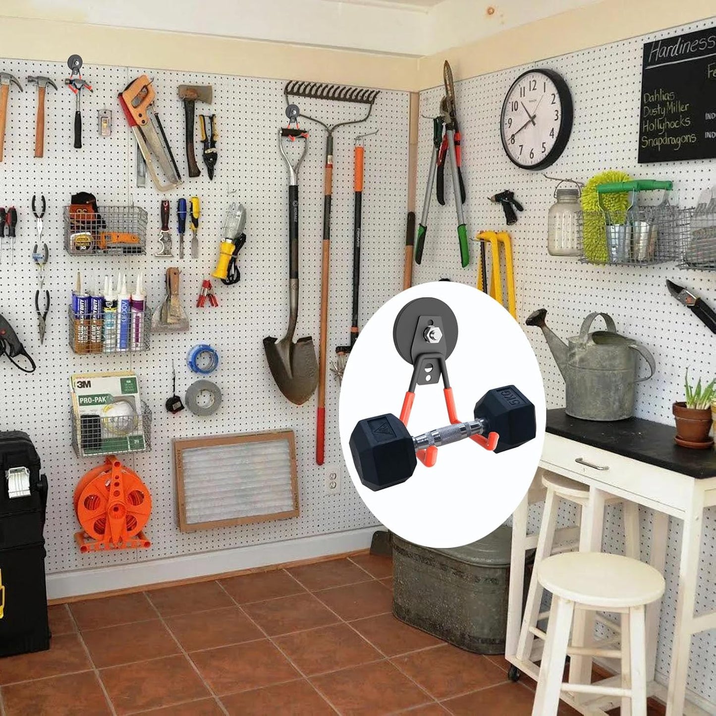 Garage Magnet Hooks, Heavy Duty Magnetic Hooks Tool Hangers for Garage Workshop Magnetic Metal Wall Hook Hangers with Anti-Slip Coating for Ladders, Garden Tools, Bulky Items (4 Pack)