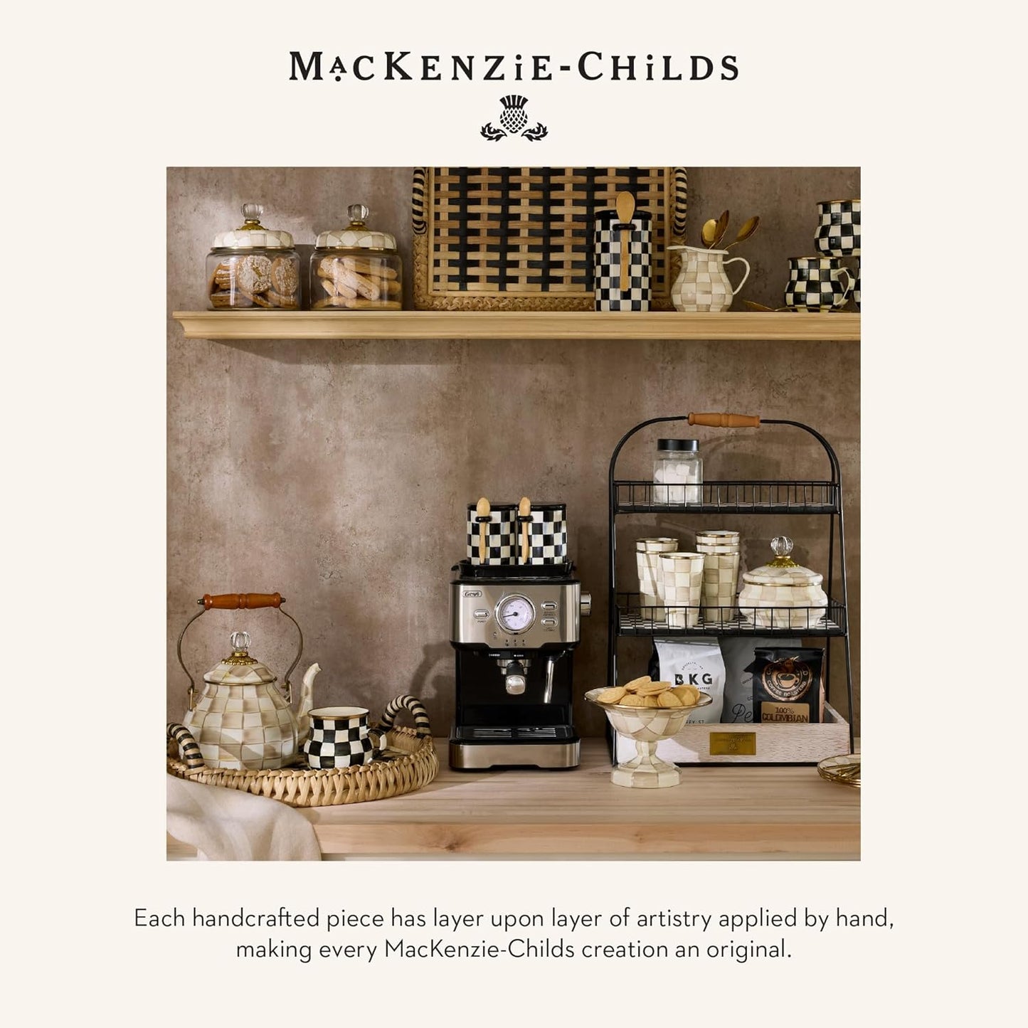 MACKENZIE-CHILDS Lanai Round Serving Tray, Decorative Tray for Food and Home Decor