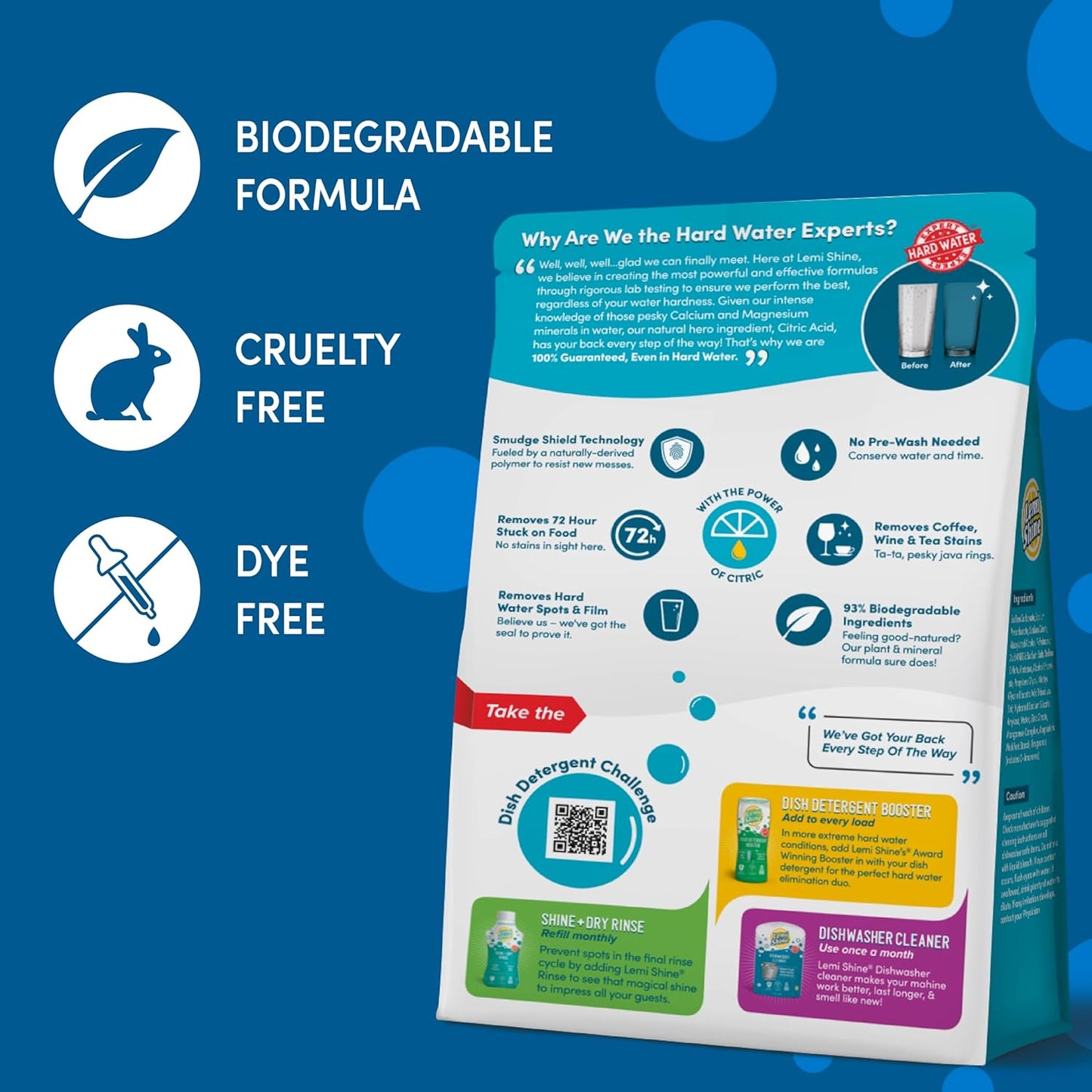 Lemi Shine Natural Dishwasher Pods | All-In-One Powder & Gel Dishwasher Detergent Pods with Powerful Citric Acid | Eco Friendly Dish Wash Cleaning Supplies (52 Count)