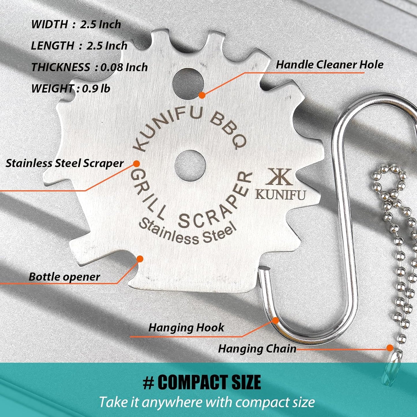 Stocking Stuffers, Ideal Gifts for Christmas, for Men, Dad, Husband, Boyfriend, Fathers Day, KUNIFU BBQ Grill Scraper, Gifts Box Sets 2PACK