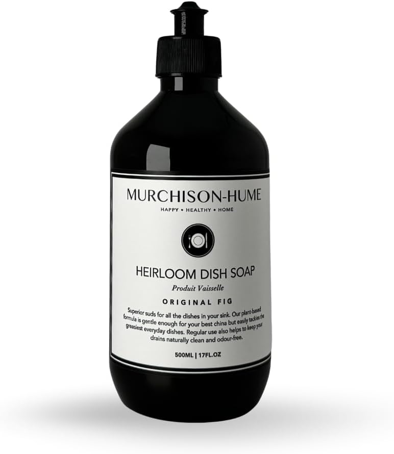 Murchison-Hume Dishwashing Soap, 17 fl oz - Original Fig Mild Dish Soap, Non-Toxic, Cuts Grease, Gentle on Hands, Biodegradable, Sulfate-Free, Sustainable, Counter Worthy Design