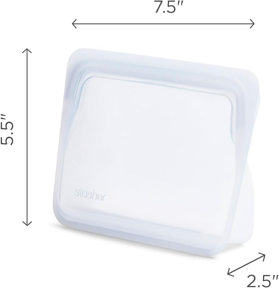 Stasher Premium Silicone Reusable Food Storage Stand-Up Mini Bag, Coral, Microwave, Sous Vide, Dishwasher, Oven and Freezer Safe, BPA Free, Leak-free, Eco-friendly, 28 Oz