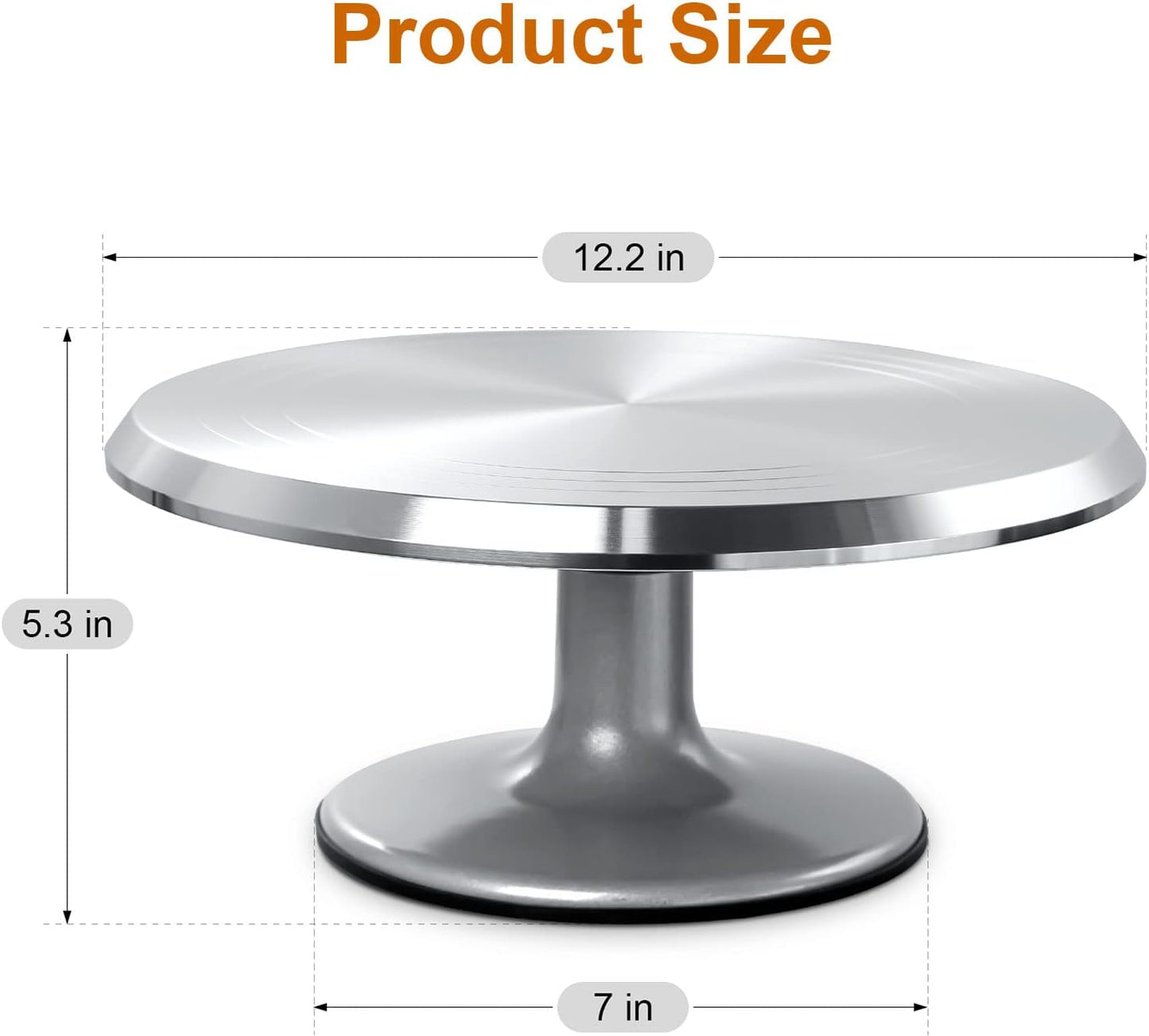 12'' Cake Stand, Cake Spinner Cake Decorating Supplies, Round Decorating Turntable Revolving Aluminum Table Holder Baking Display Tray Plate Tools Accessories for Birthday Wedding Party
