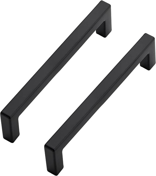 Ravinte 15 Pack Slim Square Bar Drawer Handles and Pulls - Black Kitchen Cabinet Hardware - Matte Black 4 Inch Center to Center Pulls