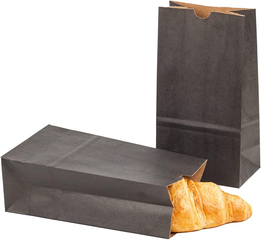 Restaurantware Bag Tek 4lb Paper Bags 100 Disposable Lunch Bags - Small For Lunches Sandwiches And Snacks Black Paper Kraft Paper Bags For Shopping Party Favors Or Gifts