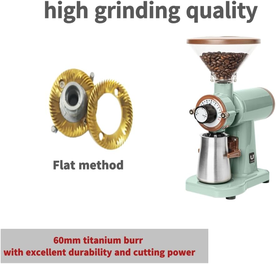Urbanic 070s Electric Coffee Grinder (110~220v) / flat Titanium burr 60mm / 20 steps can be set (Green) / (Made in Korea)