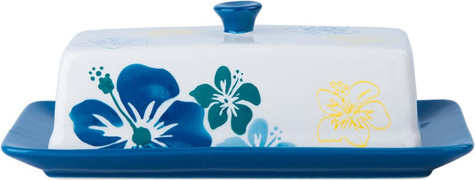 Butter Dish Ceramic Butter Keeper Butter Dish with Lid, Butter Container, Blue