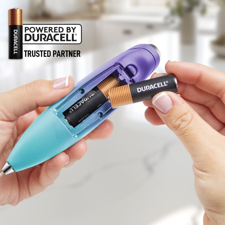 Zulay Kitchen Powerful Milk Frother Wand With 4 AA Duracell Batteries - Ultra Fast Handheld Drink Mixer - Electric Whisk Foam Maker for Coffee, Lattes, Cappuccino, Matcha & Creamer