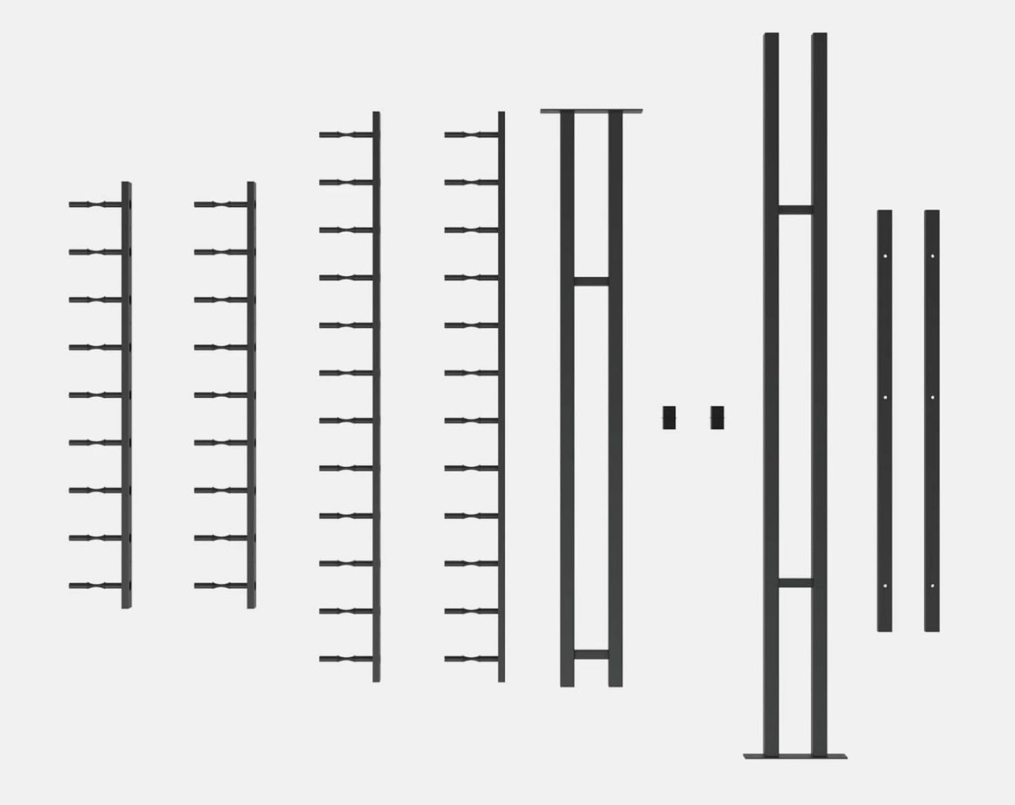 Ultra Wine Racks Floor-to-Ceiling Mount Display (1 Side, Double Deep, Black, Holds 42 Wine Bottles) - Modern Metal Wine Storage for Wine Cellars, Home Bars, Kitchens, and Dining Rooms