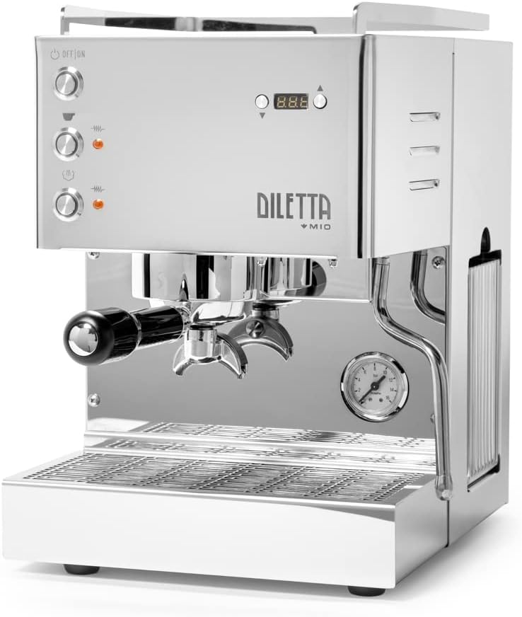 Diletta Mio Espresso Machine (Stainless Steel) and Eureka Mignon Notte Grinder Bundle