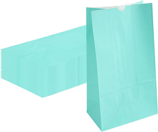 Restaurantware Bag Tek 12 LB Disposable Lunch Bags 100 Sturdy Take Out Bags - Flat Bottom Great For Restaurants Cafes And Bakeries Turquoise Paper Popcorn Bags Versatile For Grocery And More