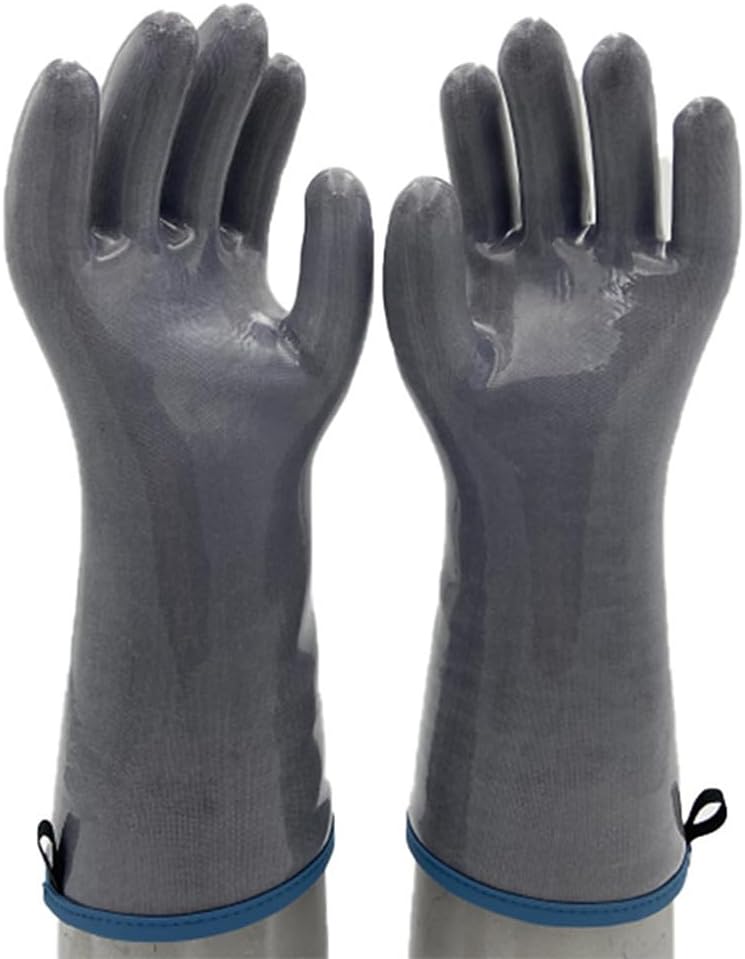 Silicone BBQ Gloves, Oven Gloves with Fingers 932°F Heat Resistant, Kitchen Waterproof Hot Proof Glove for Fryer, Smoker, Baking, Cooking (Gray, M)