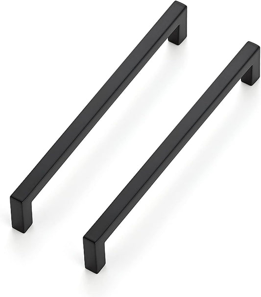 Ravinte 10 Pack Solid 6-1/4 Inch Center to Center Slim Square Bar Drawer Handles - Kitchen Cabinet Hardware in Matte Black - Drawer Pulls and Cabinet Handles