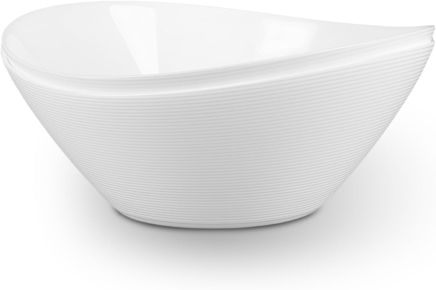 66 OZ Salad Bowl Set of 2, Opal Glass 10 inch Lightweight Serving Dishes for Salad, Fruit, Kitchen Microwave & Dishwasher Safe, Oval Shape White