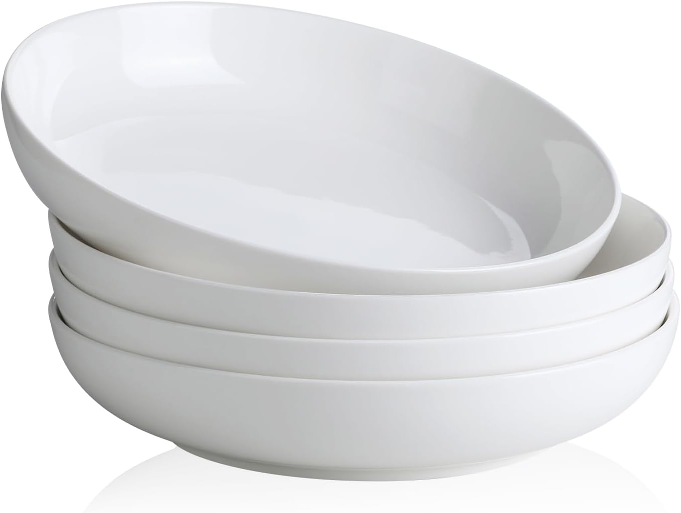 Y YHY Pasta Bowls, 27 Ounces Salad Bowls, Ceramic Serving Bowl Set of 4, 7.8 Inch Porcelain Pastes for Serving Dinner and Salad，Wide and Shallow Bowls Set, Microwave and Dishwasher Safe, White