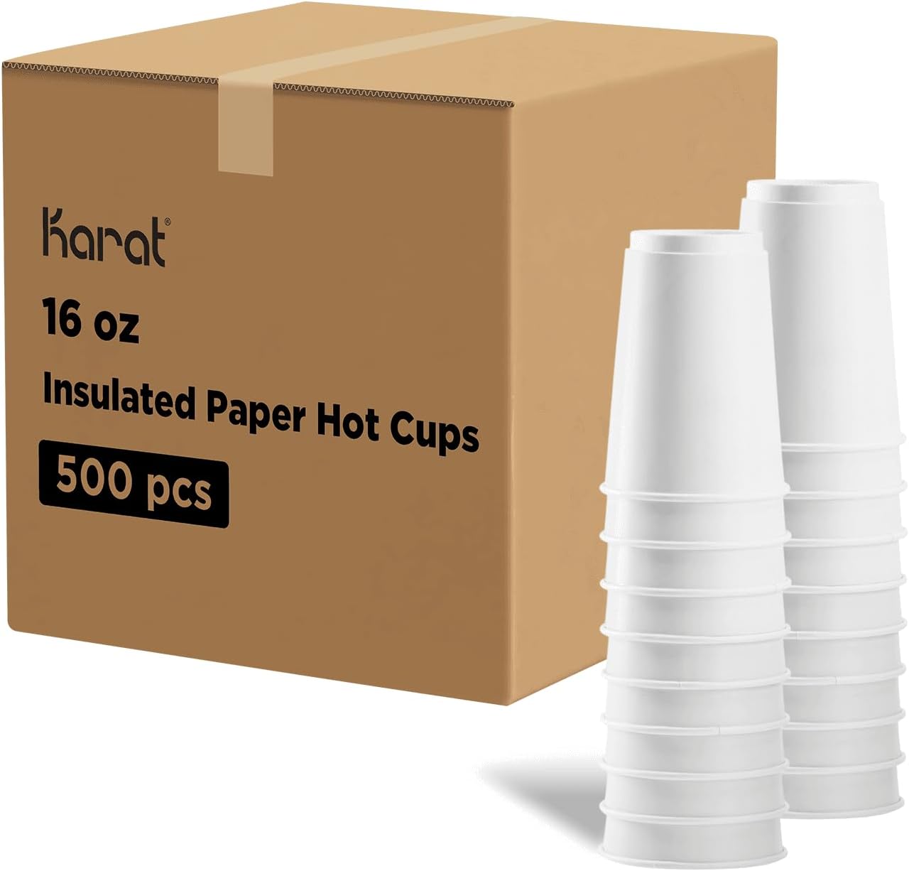 Karat C-KIC516W 16 oz Insulated Paper Hot Cup, White, White (Pack of 500)