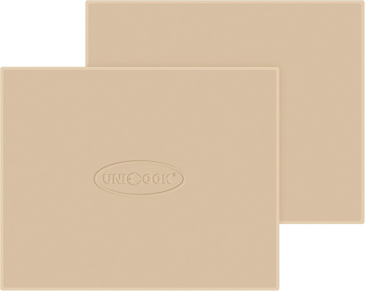 Unicook 2 PCS Pizza Stones Set, 15 x 12 Inch Rectangular Pizza Stone for Oven and Grill, Large Cordierite Cooking Pan for Baking and Grilling, Thermal Shock Resistant, Including Dough Scraper