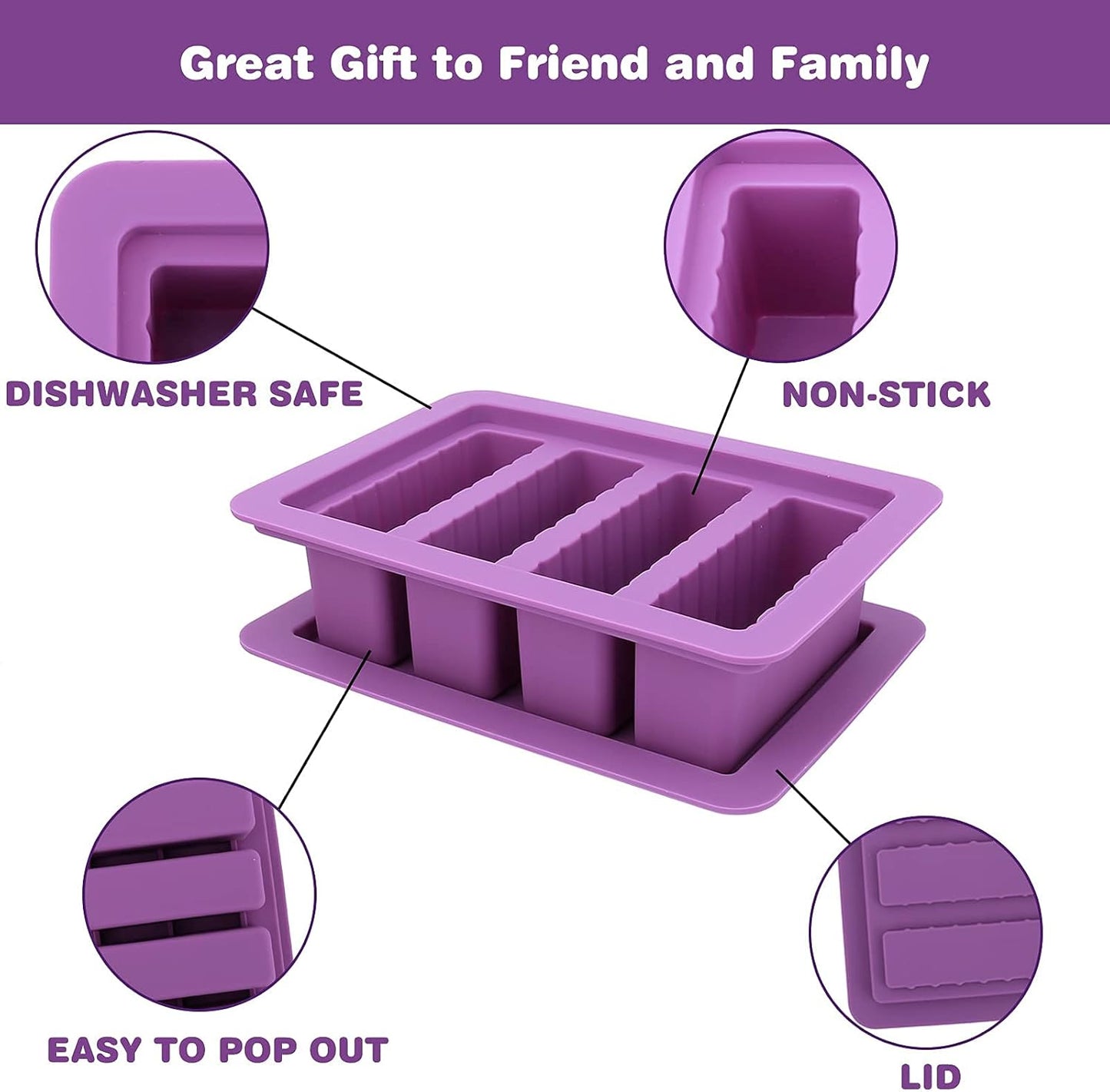 KeFanta Silicone Butter Mold, Butter Molds Tray with Lid,Large Butter Maker with Food Grade Silicone Spatulas,Rectangle Container for Brownies,Homemade Butter,Herbed,Garlic Butter