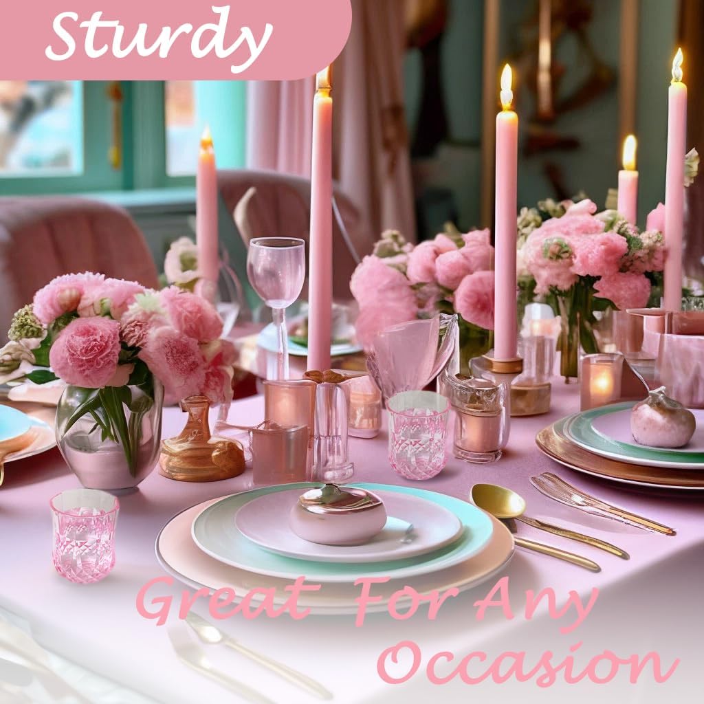 24 PCS Pink Unbreakable Stemless Wine Glasses，9OZ Vintage Colored Plastic Reusable Cups Drinking Glass Goblets Tumblers for Whisky, Beer, Juice, Beverages, Cocktail