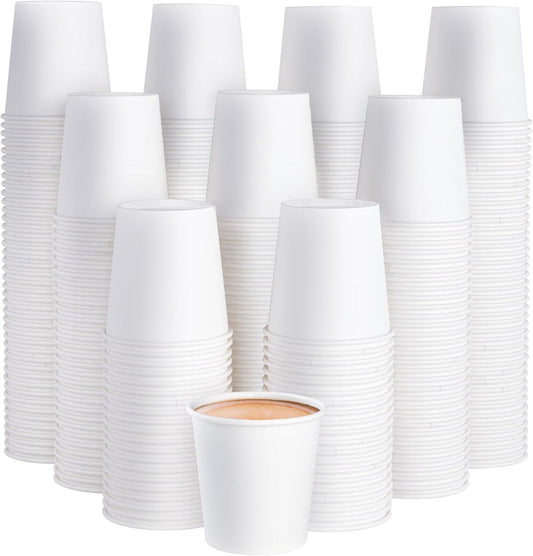 JOLLY PARTY 300 Pack 6 oz Disposable Paper Coffee Cup, Hot/Cold Beverage Drinking Cups for Water, White Paper Hot Coffee Cups