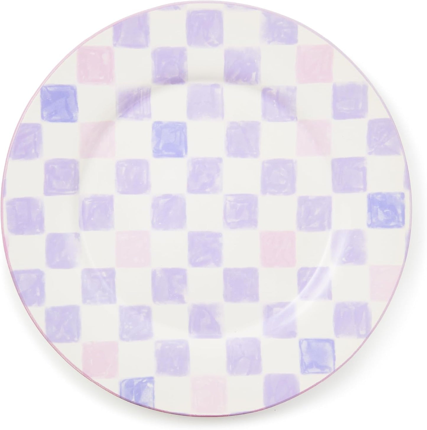 MACKENZIE-CHILDS Round Platter, Dishwasher-Safe and Microwave-Safe Stoneware Serving Platter, Lilac Check