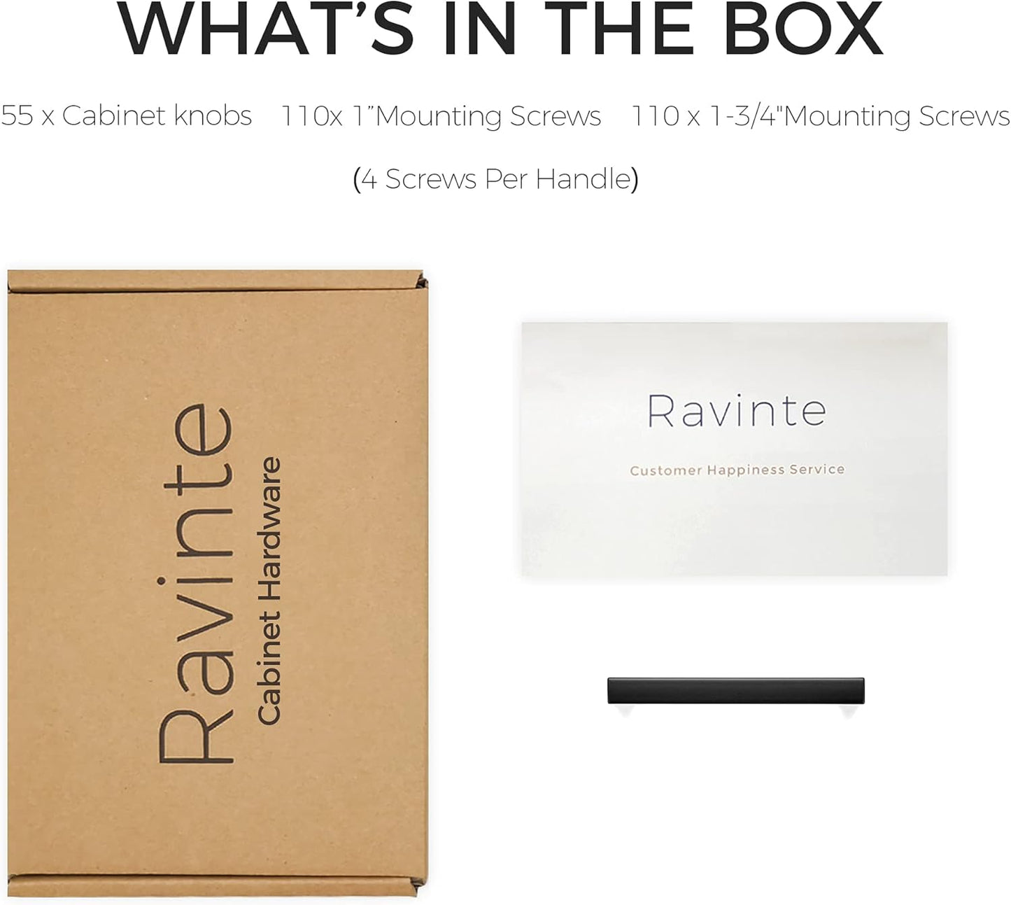 Ravinte Kitchen Cabinet Hardware 55 Pack Matte Black Square Bar Drawer Handles 3-inch Center to Center Solid Slim Black Pulls