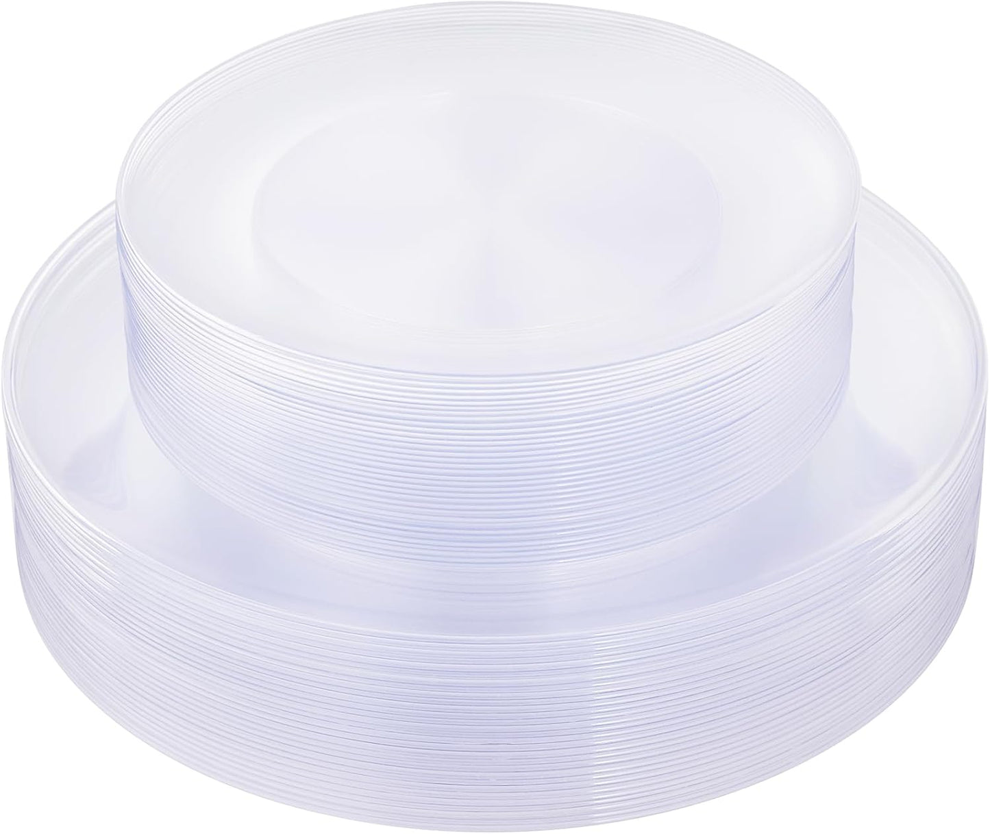 KIRE 60PCS Clear Plastic Plates - Heavy Duty Clear Disposable Plates for Party/Wedding - Include 30Pieces 10.25inch Dinner Plates and 30Pieces 7.5inch Dessert/Salad Plates