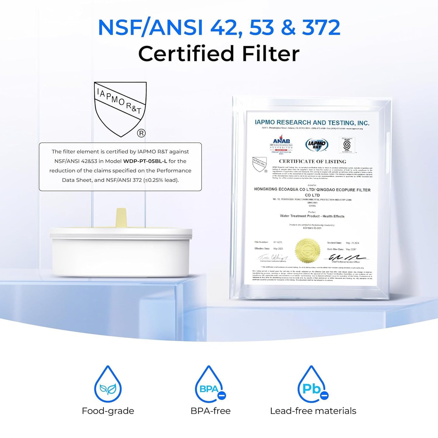 Waterdrop Glass Water Filter Pitcher with 1 Filter, Eco-Friendly, with NSF 53&42&372 Certified Filter, 7-Cup, Reduces PFOA/PFOS, Chlorine, Cadmium, Copper, Mercury, BPA Free, Easy to Clean, Black