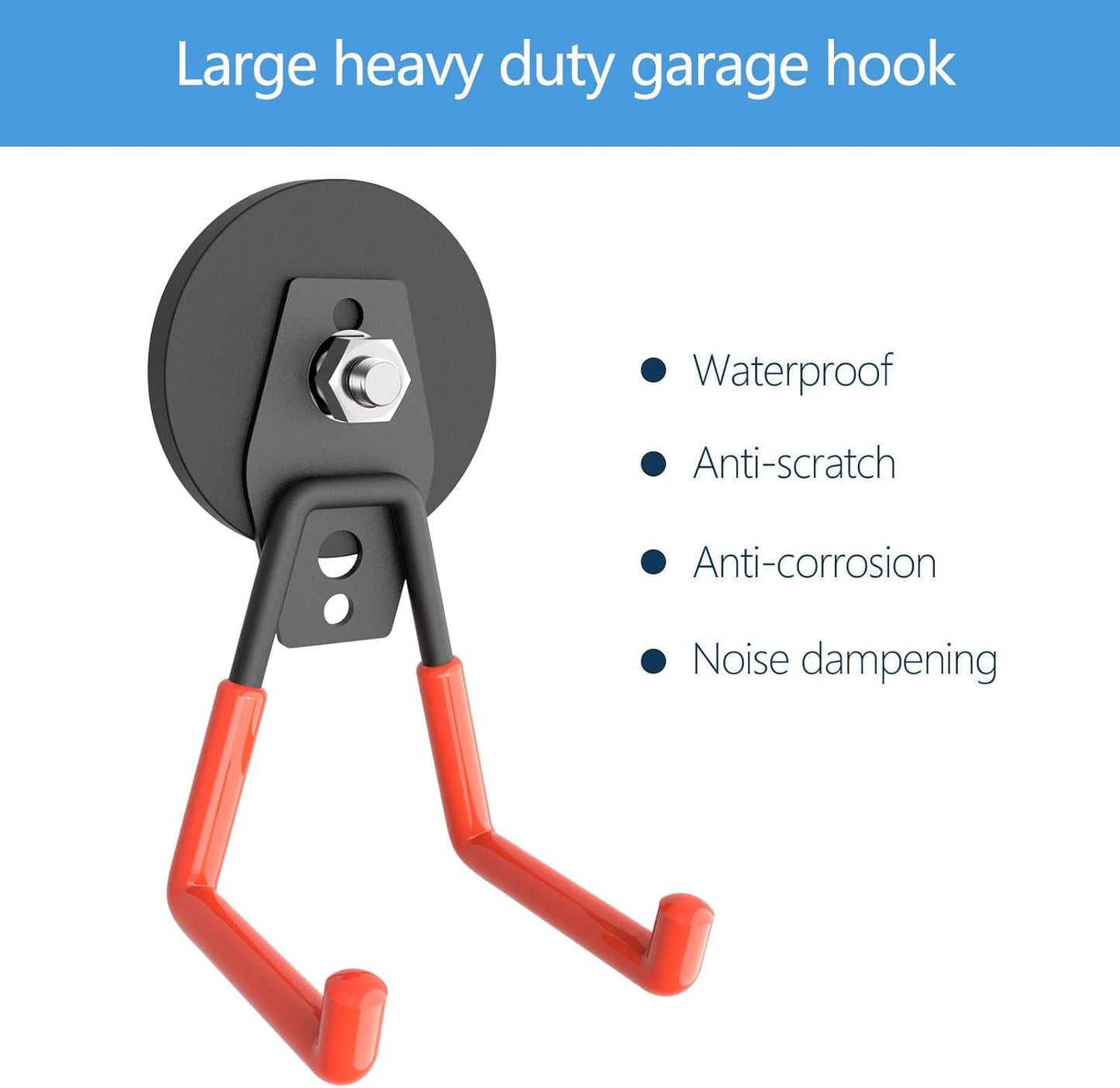 Super Strong Garage Magnetic Hooks Heavy Duty-6Pack,Powerful Magnetic Strips for Power Drill, Garden Tools, Hose, Straps, Steel Pegboard, Garage Magnetic Hooks Hanger,Workshop Tool Holder