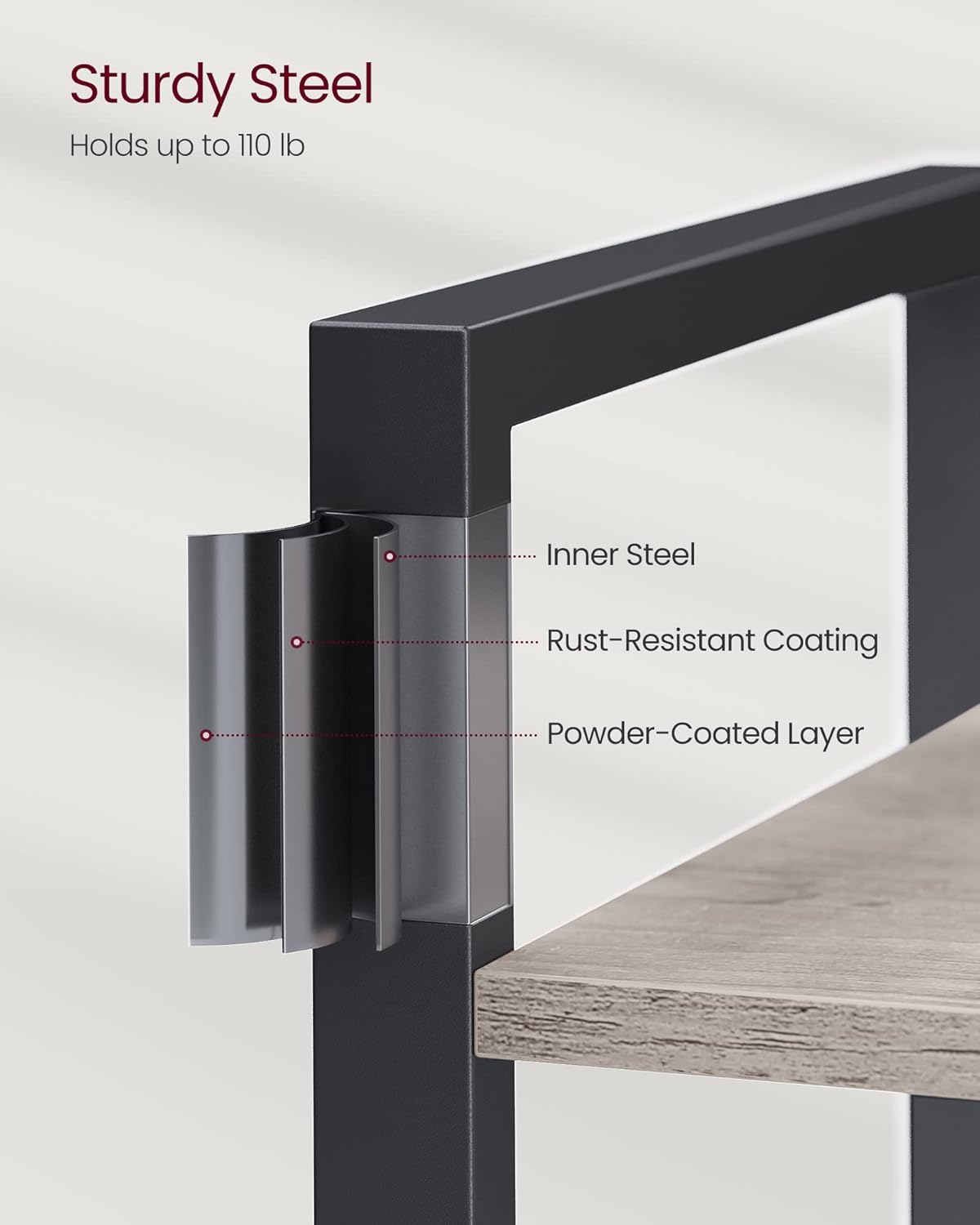 VASAGLE 6-Tier Bookshelf, Bookcase with Steel Frame, Book Shelf for Living Room, Home Office, Study, 11.8 x 31.5 x 73.2 Inches, Industrial Style, Heather Greige and Ink Black ULLS082B02