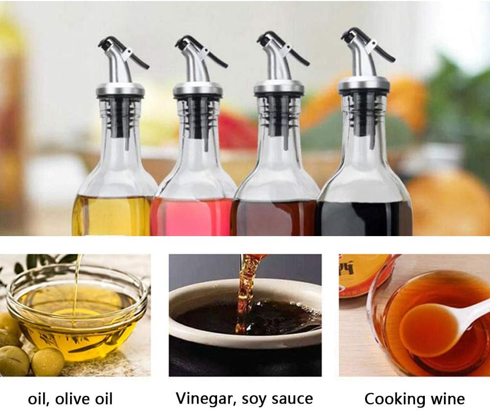 10 PCS Oil Pour Spouts, Olive Oil Vinegar Wine Dispenser with Leak-Proof Cap,Oil Bottle Stopper for Kitchen and Bar