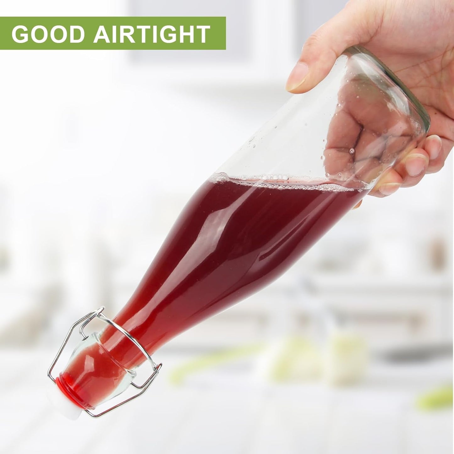 Ruckae 8 Pack 16oz Swing Top Glass Bottles with Air Tight Lids Kombucha Coquito Flip Top Glass Bottle Kefir Syrup Vanilla Extract Beer Brewing Bottles for Gift (16 oz 8 pack)