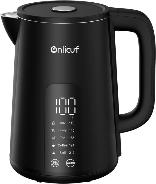 Temperature Control Electric Kettle, Long-term Keep Warm 304 SS Interior 1.7 L Electric Tea Kettle & Hot Water Boiler with Real Time Display,Auto-Off & Boil-Dry Protection, BPA Free
