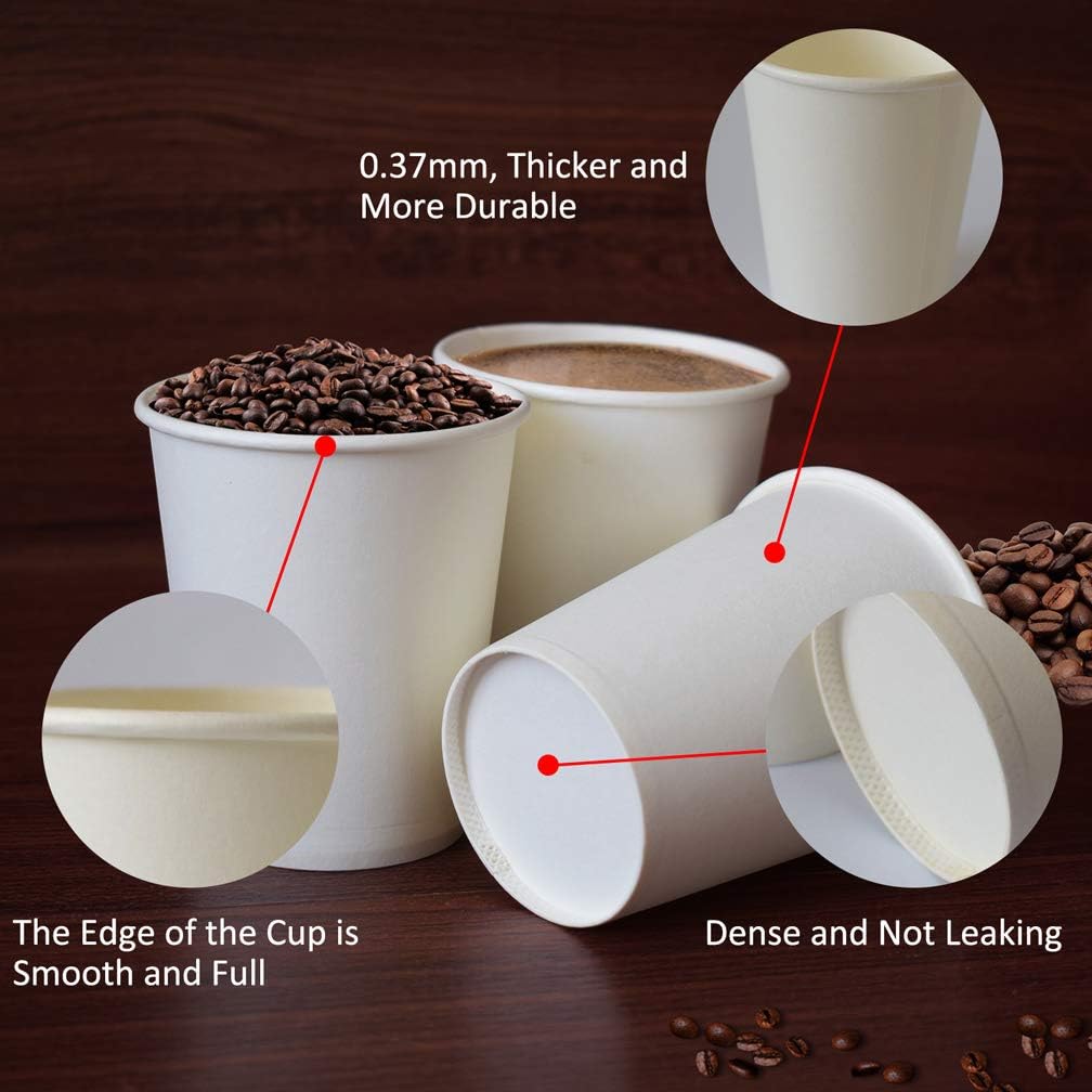 Paper Cups 150 Pack - 8 Oz Hot and Cold Paper Coffee Cups