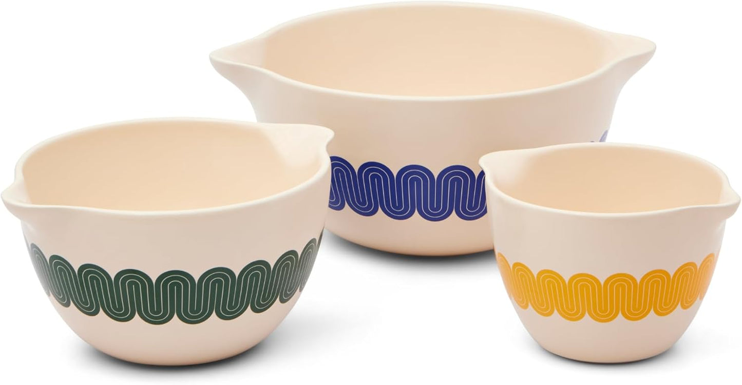 Great Jones Stir Crazy (Classic) | 3-Piece Stackable Ceramic Mixing Bowl Set | Dishwasher, Freezer & Microwave-Safe | Perfect for Baking, Serving & Mixing | Nesting Design for Easy Storage