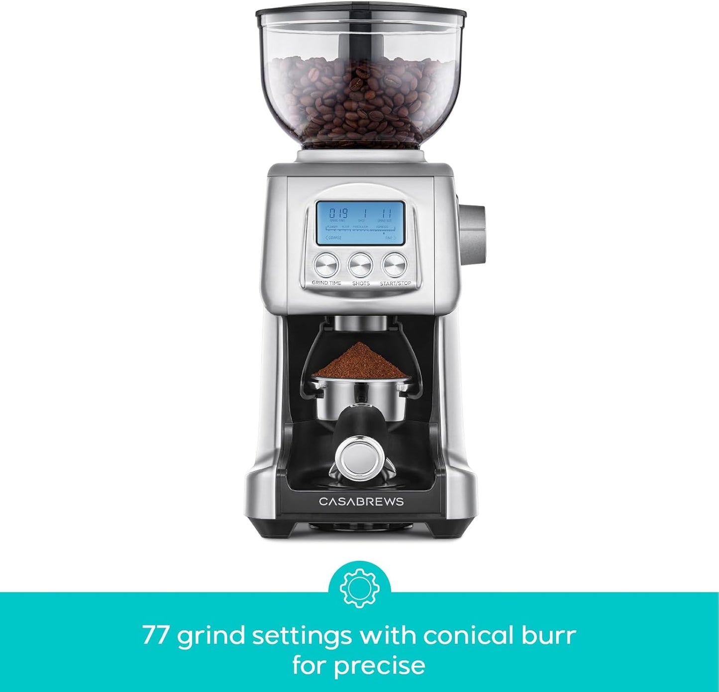CASABREWS Tornado Electric Conical Burr Coffee Grinder, 77 Precision Grind Settings for Espresso to French Press, Special for Barista and Coffee Lovers