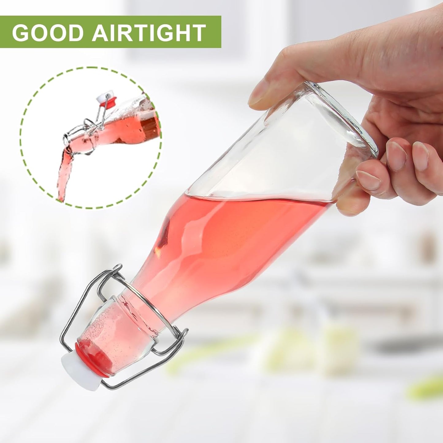 Ruckae 12 Pack 8.5 OZ Swing Top Glass Bottles with Lids Kombucha Coquito Flip Top Glass Bottle for Syrup Vanilla Extract Brew Beer Kefir Air Tight Bottles for Gift (8.5 oz 12 pack)