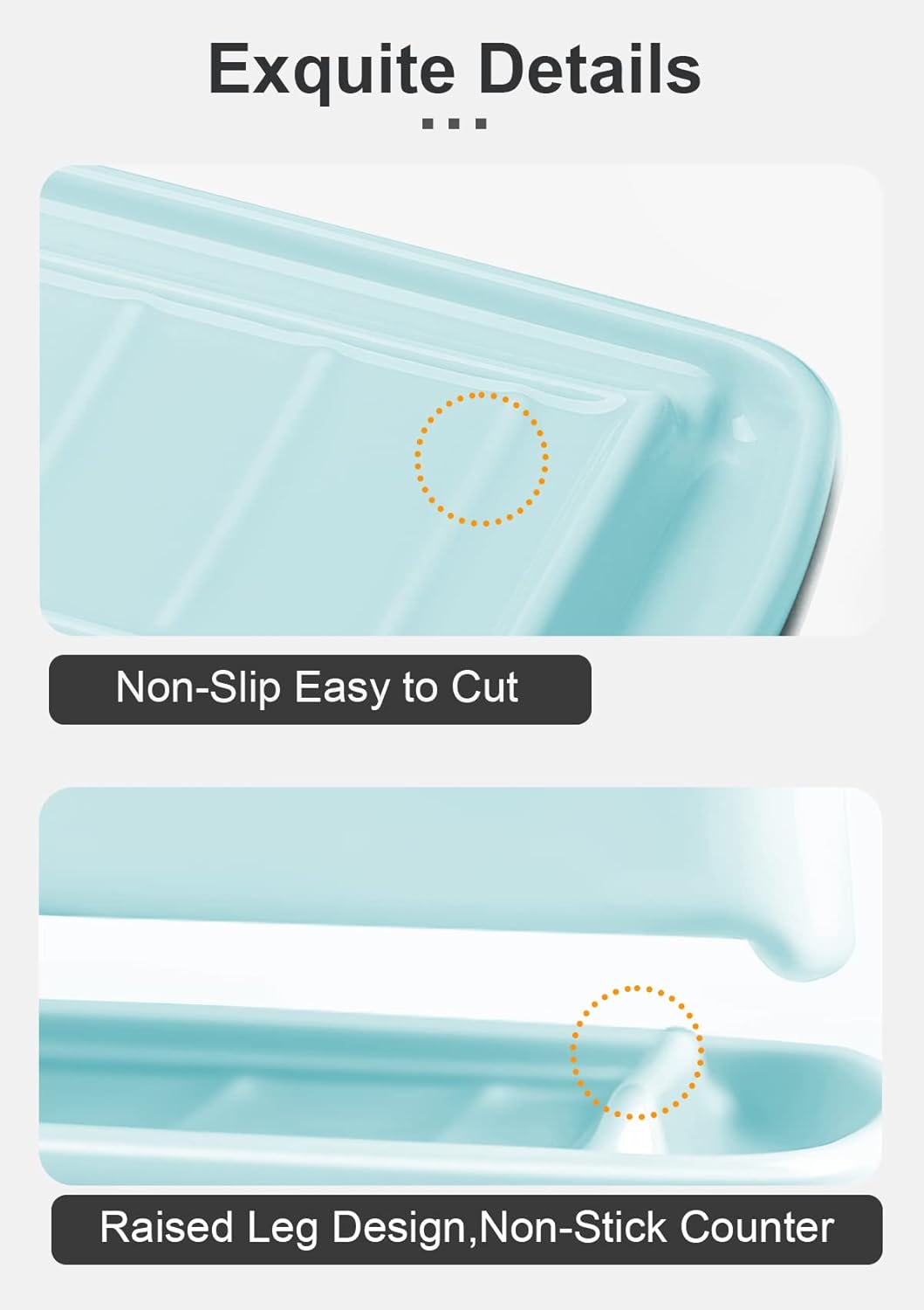 Nucookery Ceramic Butter Dish with Lid | Raised Legs and Non-Slip Strip Design | Porcelain Health | Dishwasher Safe, Lake Blue