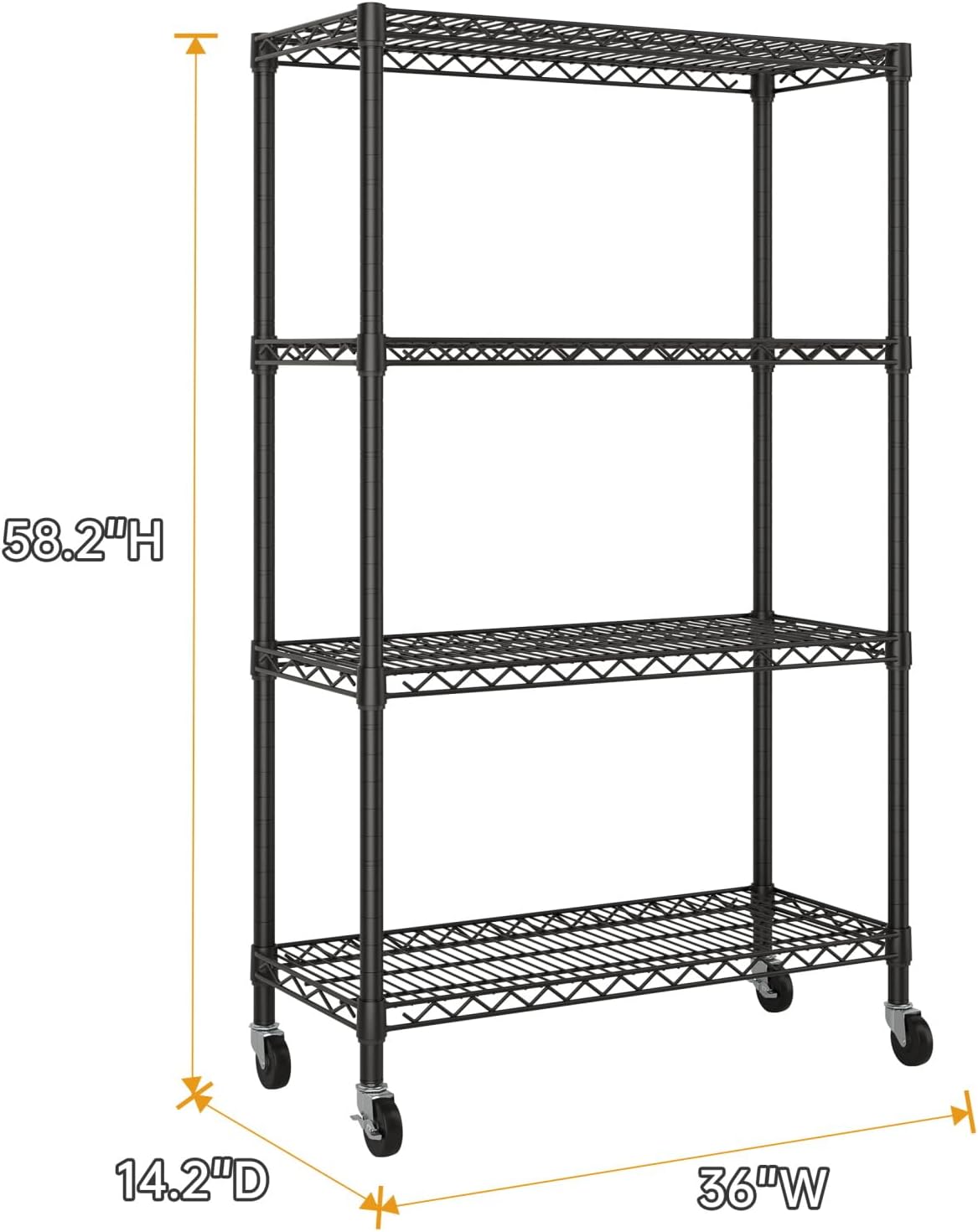 SINGAYE 4 Garage Heavy Duty Shelving Unit Kitchen Pantry Close Home Organizers and Storage Bathroom Shelf Laundry Room Organization Industrial Book Metal Wire Adjustable Shelves