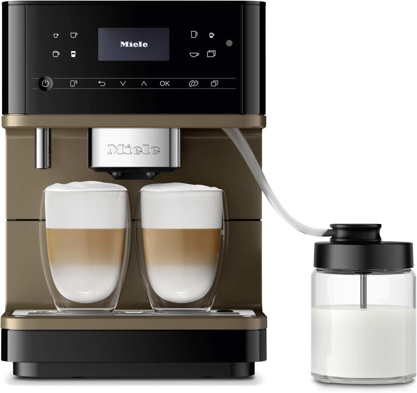 Miele CM 6360 MilkPerfection Automatic Coffee Machine - OneTouch for Two, AromaticSystem, 8 individual profiles, DoubleShot, WiFi-compatible, LED lighting, in Obsidian Black BronzePearl Finish
